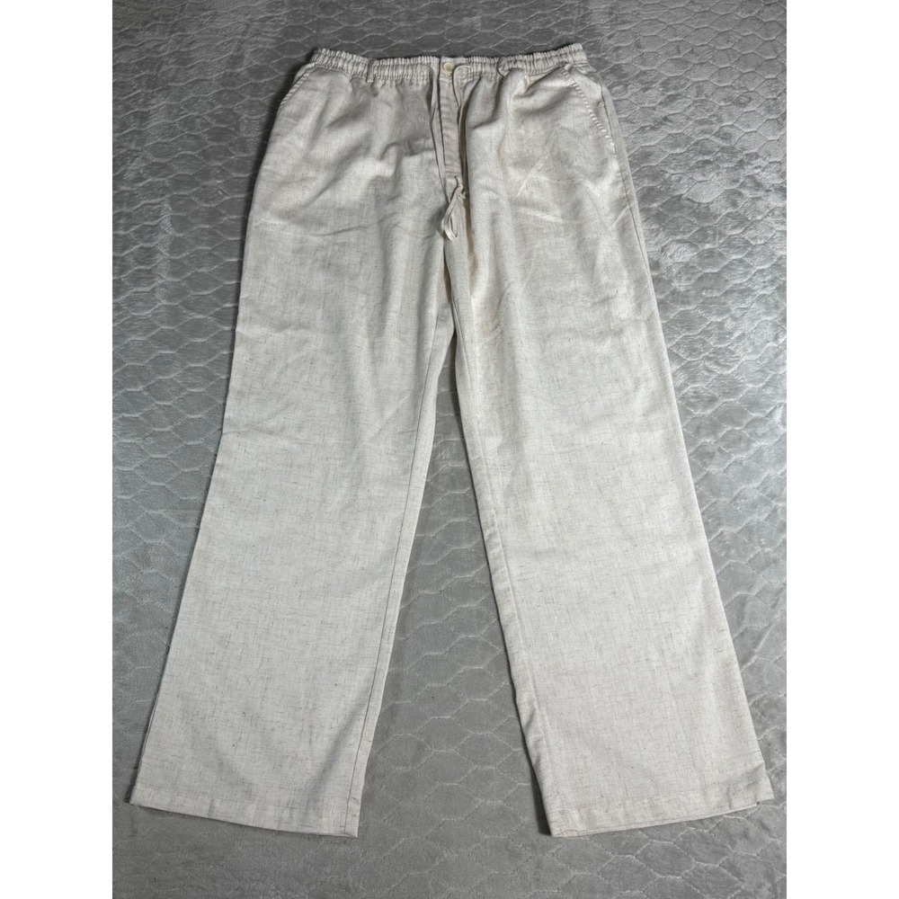 Coofandy Oatmeal Linen Blend Wide Leg Baggy Y2K Streetwear Pants NWT
